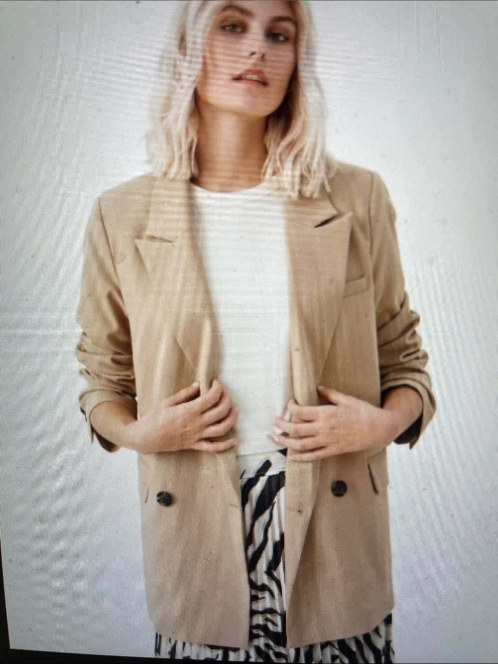 Part Two tan Relaxed Double-Breasted Blazer Jacket - Women- nwt